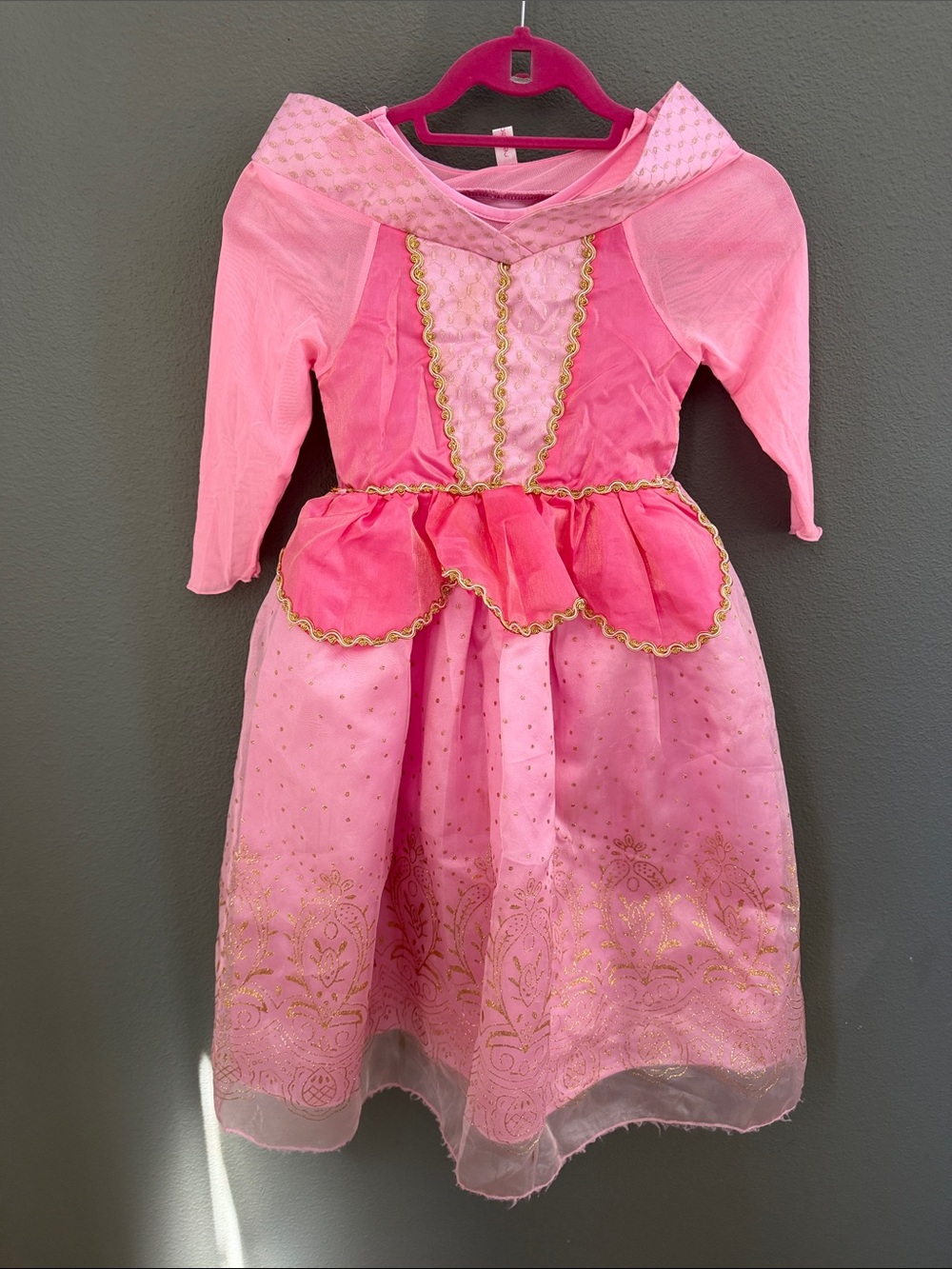 Princess Aurora Sz 7/8Y Princess Party Dress Gold Trim Sleeping Beauty